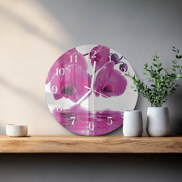 Ronde glazen klok Orchidee