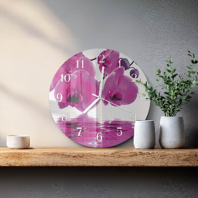 Ronde glazen klok Orchidee