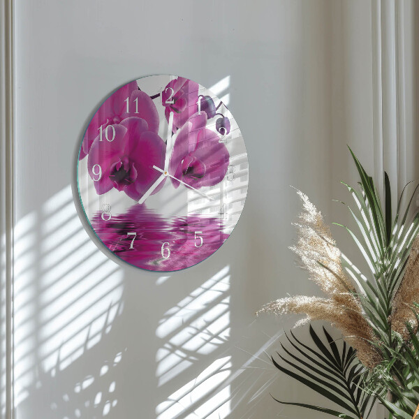 Ronde glazen klok Orchidee