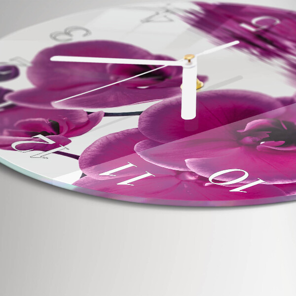 Ronde glazen klok Orchidee