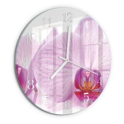 Ronde glazen klok Orchidee