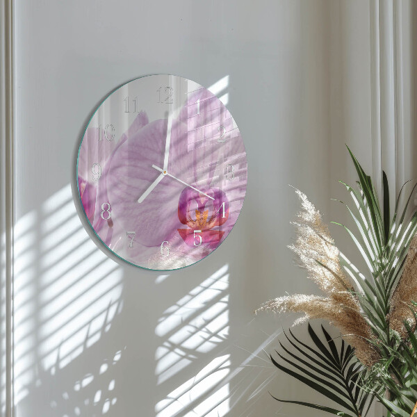 Ronde glazen klok Orchidee
