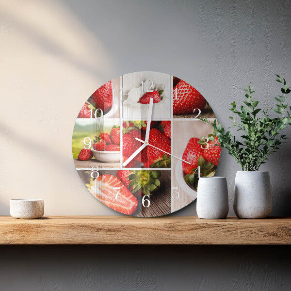 Ronde glazen klok Aardbeien