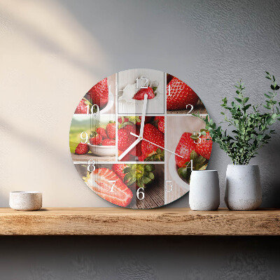 Ronde glazen klok Aardbeien