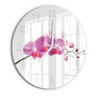 Ronde glazen klok Orchidee