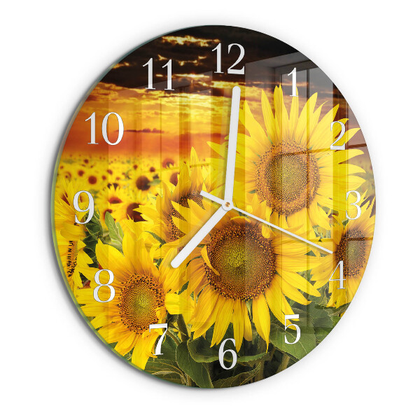 Ronde glazen klok Zonnebloemen