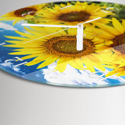 Ronde glazen klok Zonnebloemen