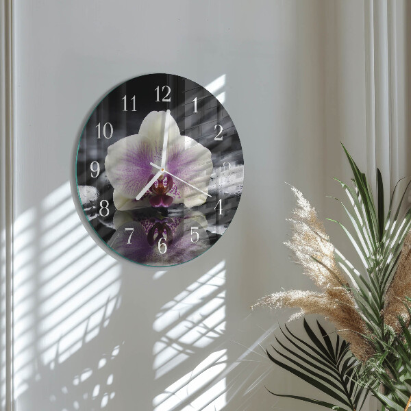 Ronde glazen klok Orchidee
