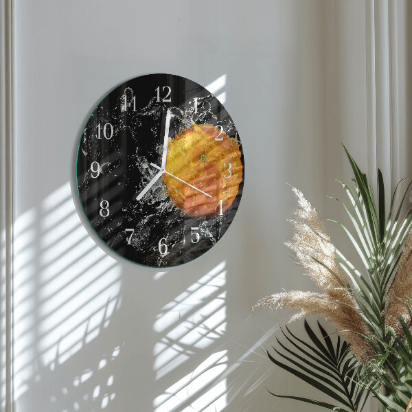 Ronde glazen klok Oranje