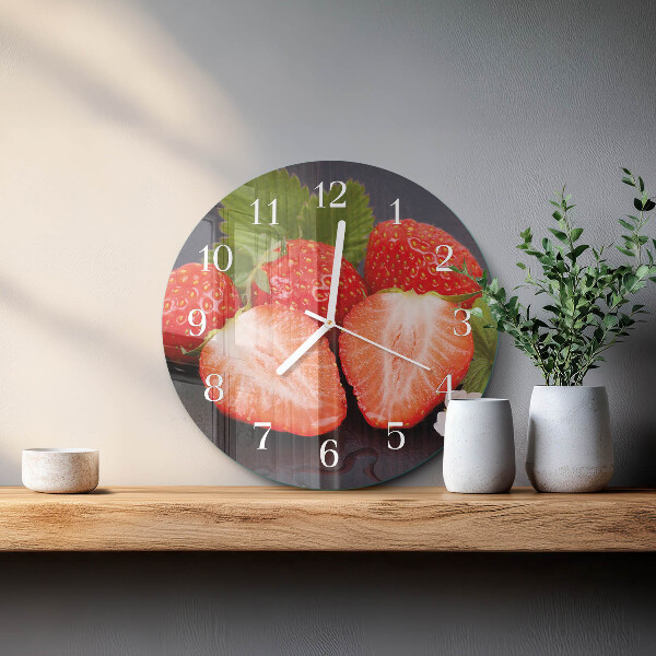 Ronde glazen klok Aardbeien