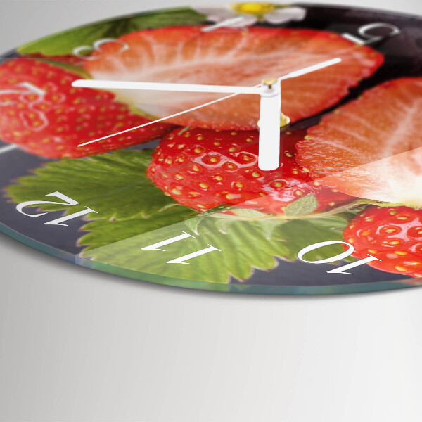 Ronde glazen klok Aardbeien