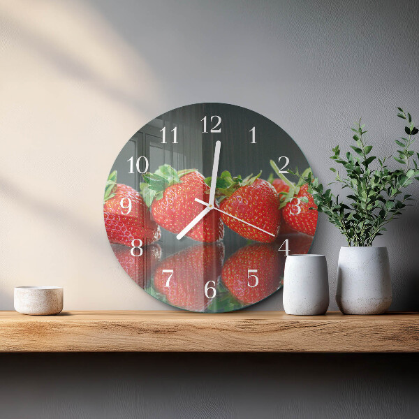 Ronde glazen klok Aardbeien