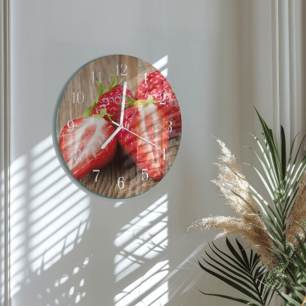 Ronde glazen klok Aardbeien