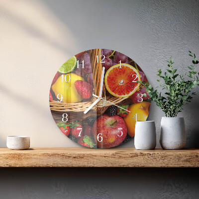 Ronde glazen klok Fruit
