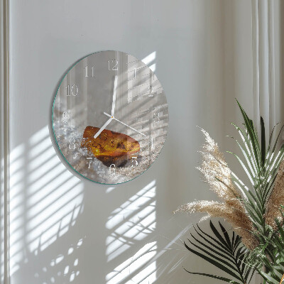 Ronde glazen klok Amber
