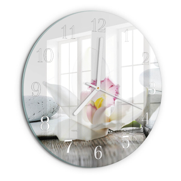Ronde glazen klok Orchidee