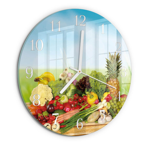 Ronde glazen klok Groenten en fruit
