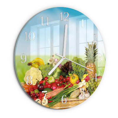 Ronde glazen klok Groenten en fruit