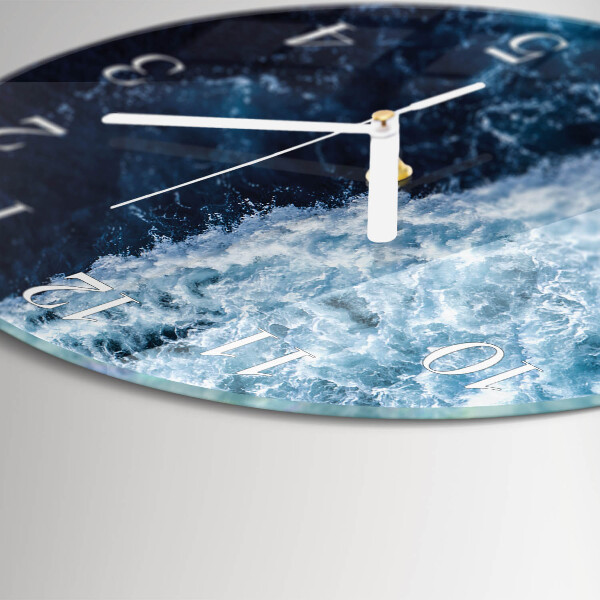 Ronde glazen klok Oceaangolven