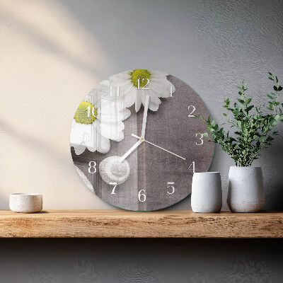 Ronde glazen klok Bloemen en stenen
