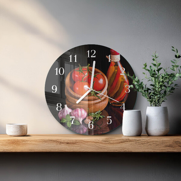 Ronde glazen klok Tomaten en knoflook