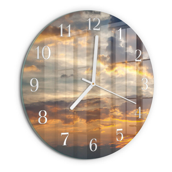 Ronde glazen klok Zonsondergang