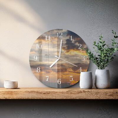 Ronde glazen klok Zonsondergang