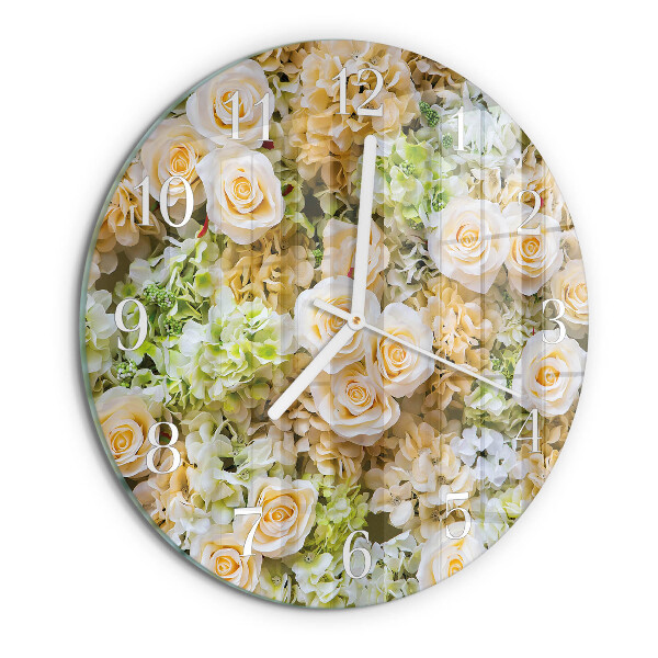 Ronde glazen klok Elegante bloemen