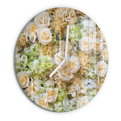 Ronde glazen klok Elegante bloemen