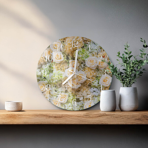 Ronde glazen klok Elegante bloemen