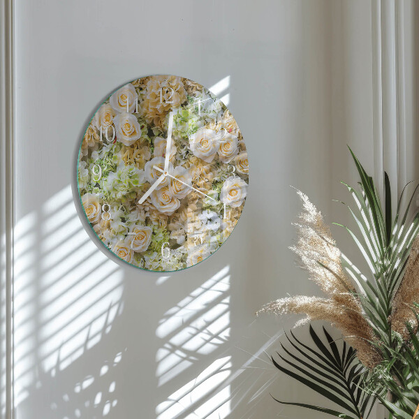 Ronde glazen klok Elegante bloemen