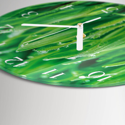 Ronde glazen klok Groen gras