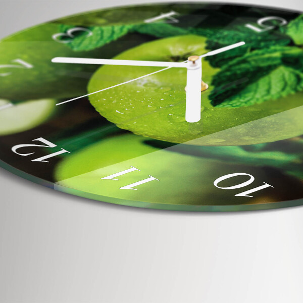 Ronde glazen klok Groene appels