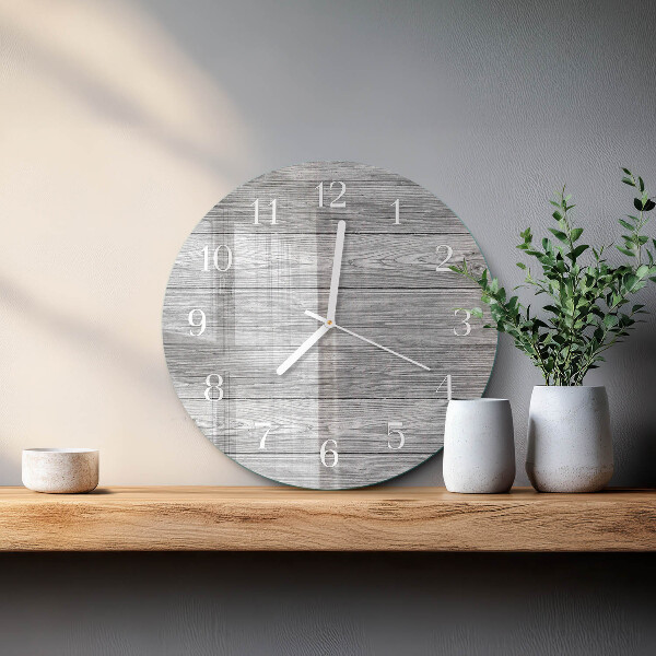 Ronde glazen klok Grijs hout