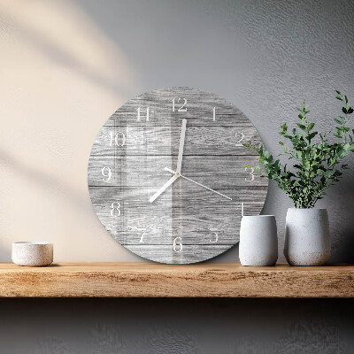Ronde glazen klok Grijs hout