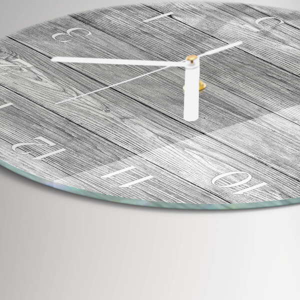 Ronde glazen klok Grijs hout