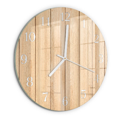 Ronde glazen klok Hout