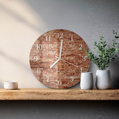 Ronde glazen klok Bakstenen muur