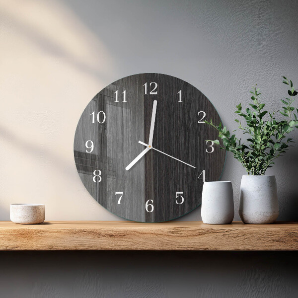 Ronde glazen klok Hout