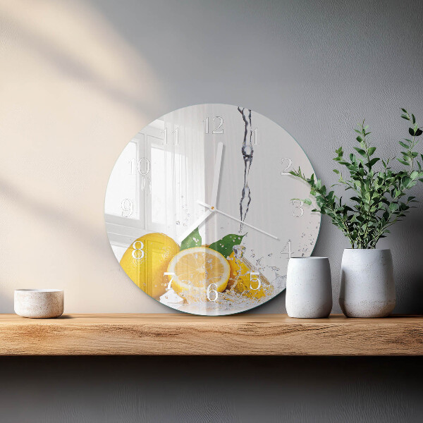 Ronde glazen klok Citroenen