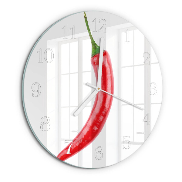 Ronde glazen klok Chilipeper
