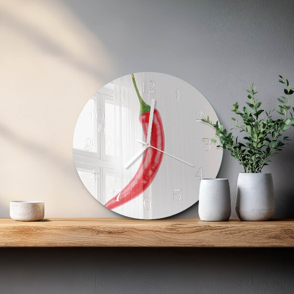 Ronde glazen klok Chilipeper