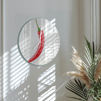 Ronde glazen klok Chilipeper