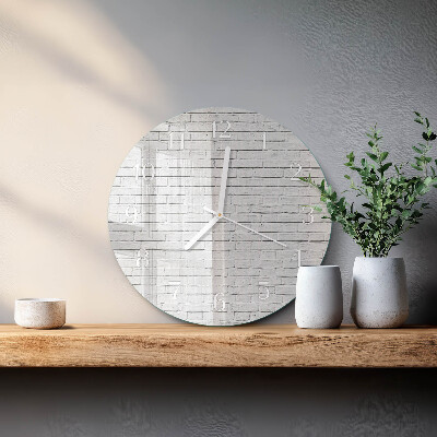 Ronde glazen klok Bakstenen muur