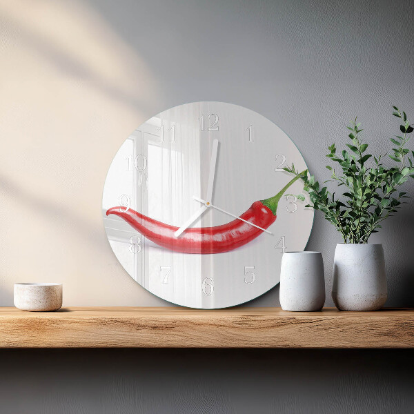 Ronde glazen klok Chilipeper