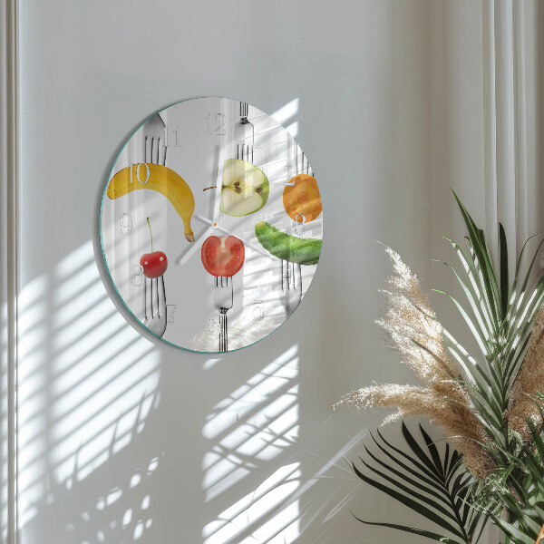 Ronde glazen klok Fruit