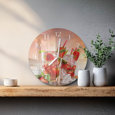 Ronde glazen klok Aardbeien