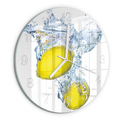 Ronde glazen klok Citroenen in water