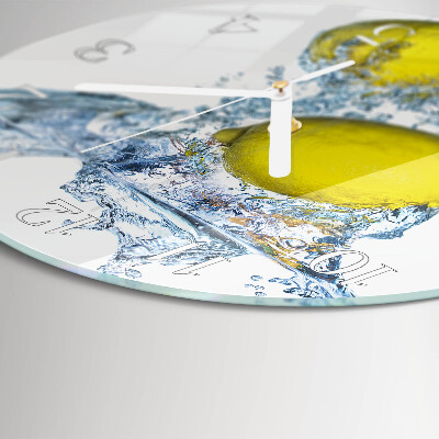 Ronde glazen klok Citroenen in water