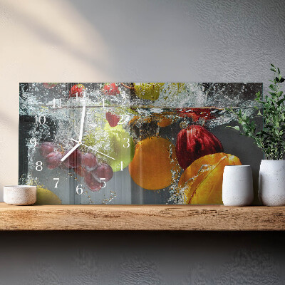 Glazen wandklok rechthoekig Fruit